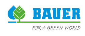 A imagem apresenta o logotipo da renomada Empresa Bauer For a Green World referência no setor Agropecuário.
