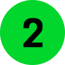 Ilustração do número 2 preto com bordas arredondadas, fundo verde em formato de lista.