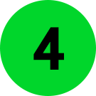 Ilustração do número 4 preto com bordas arredondadas, fundo verde em formato de lista.
